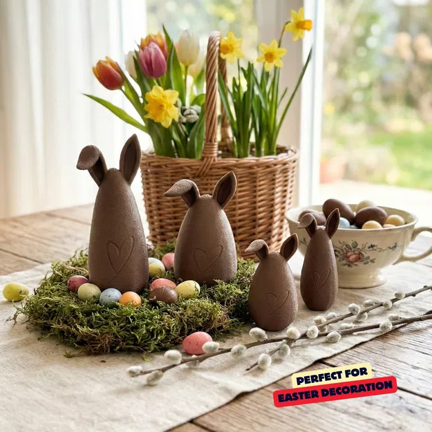 Thỏ Dễ Thương Ôm Tim - Bản Gia Đình | Decor Easter Hiện Đại | Kệ & Decor Xuân - Image 7