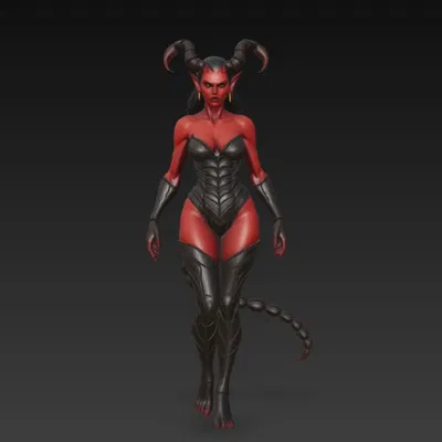 Tượng Quỷ Nữ Đuôi Bọ Cạp 3D - Mô Hình Fantasy Quyến Rũ