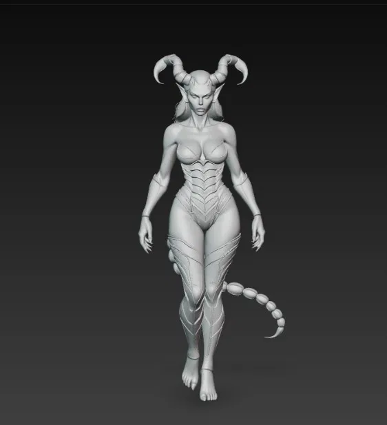 Tượng Quỷ Nữ Đuôi Bọ Cạp 3D - Mô Hình Fantasy Quyến Rũ - Image 4