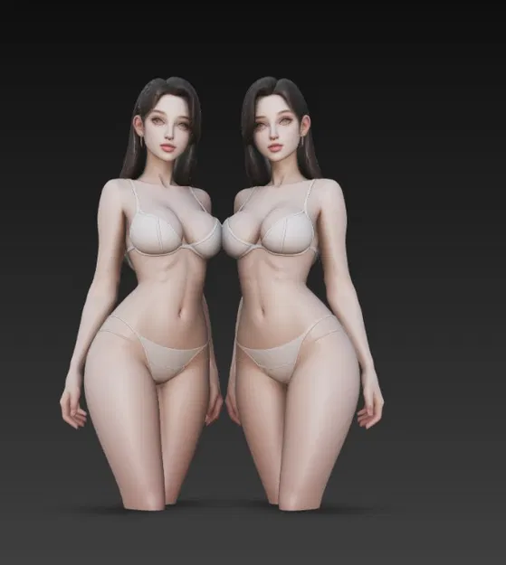 Mô Hình 3D Cặp Chị Em Song Sinh bikini Quyến Rũ - Image 2