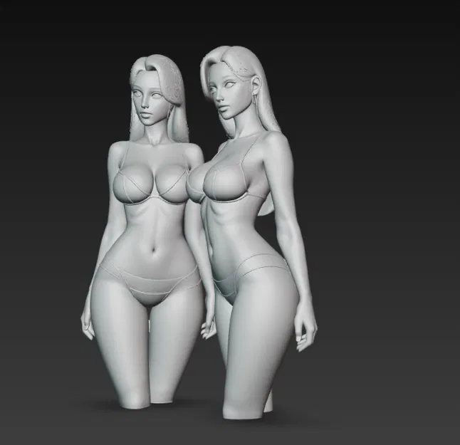 Mô Hình 3D Cặp Chị Em Song Sinh bikini Quyến Rũ - Image 3