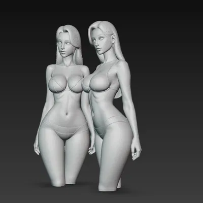 Mô Hình 3D Cặp Chị Em Song Sinh bikini Quyến Rũ