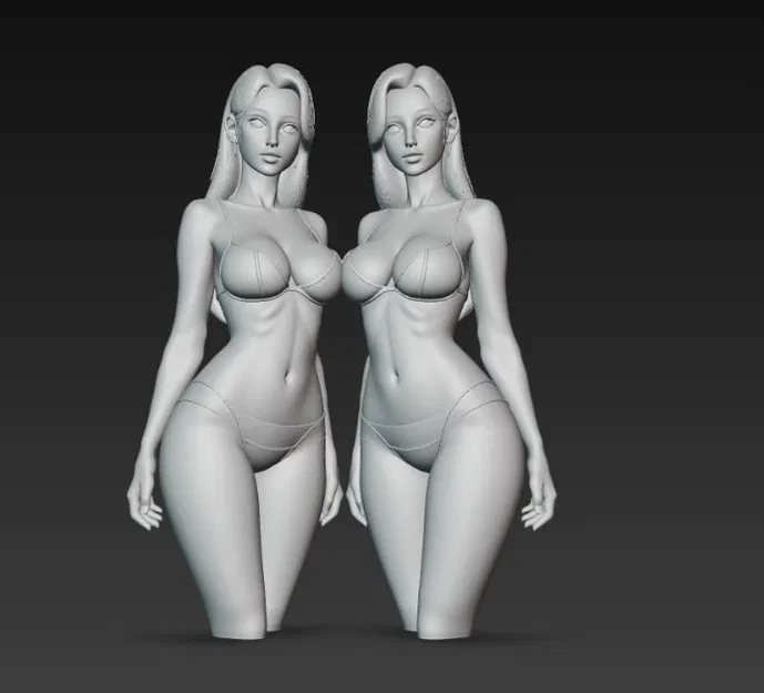 Mô Hình 3D Cặp Chị Em Song Sinh bikini Quyến Rũ - Image 4