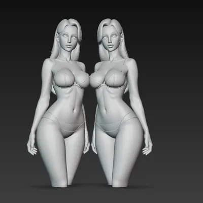 Mô Hình 3D Cặp Chị Em Song Sinh bikini Quyến Rũ