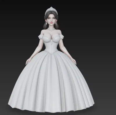 Mô Hình 3D Nữ Hoàng Lộng Lẫy Váy Dạ Hội