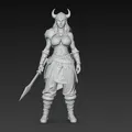 Mô Hình Nữ Chiến Binh Viking Cầm Kiếm - Tượng Trang Trí 3D - Thumbnail 2