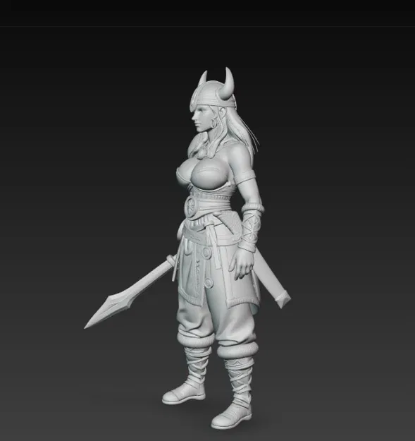 Mô Hình Nữ Chiến Binh Viking Cầm Kiếm - Tượng Trang Trí 3D - Image 3