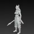 Mô Hình Nữ Chiến Binh Viking Cầm Kiếm - Tượng Trang Trí 3D - Thumbnail 3
