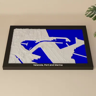 Valencia, Port and Marina, Spain - Mô hình địa hình thu nhỏ in 3D