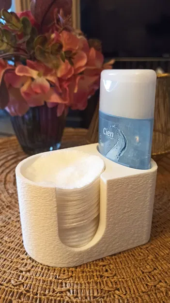 Giá đỡ bông tẩy trang và chai nước hoa hồng để bàn - Image 1