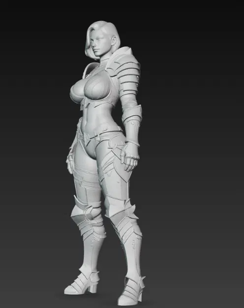 Tượng Nữ Chiến Binh Quyến Rũ Trong Giáp Chiến Tranh - Image 2