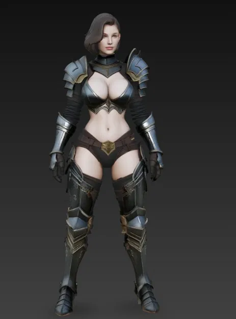 Tượng Nữ Chiến Binh Quyến Rũ Trong Giáp Chiến Tranh - Image 4