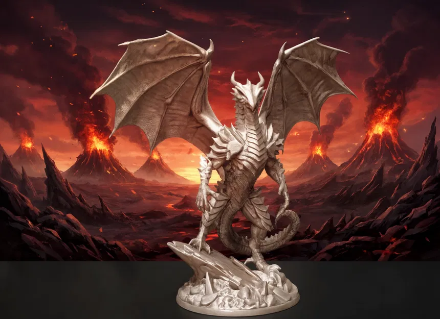 Tượng Rồng Có Cánh Hoành Tráng – Mô Hình Fantasy Có Đế (STL in 3D) - Image 1