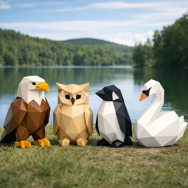 Abstract Minimal Animals – Bộ Chim (Low Poly) - Image 1