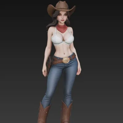 Mô Hình Cowboy Gợi Cảm 3D - Tượng Trang Trí Độc Đáo