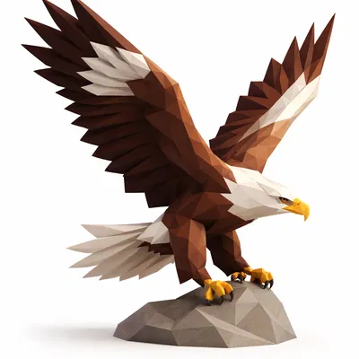 Đại Bàng Low Poly – Dáng Đáp Xuống (STL ít Support)