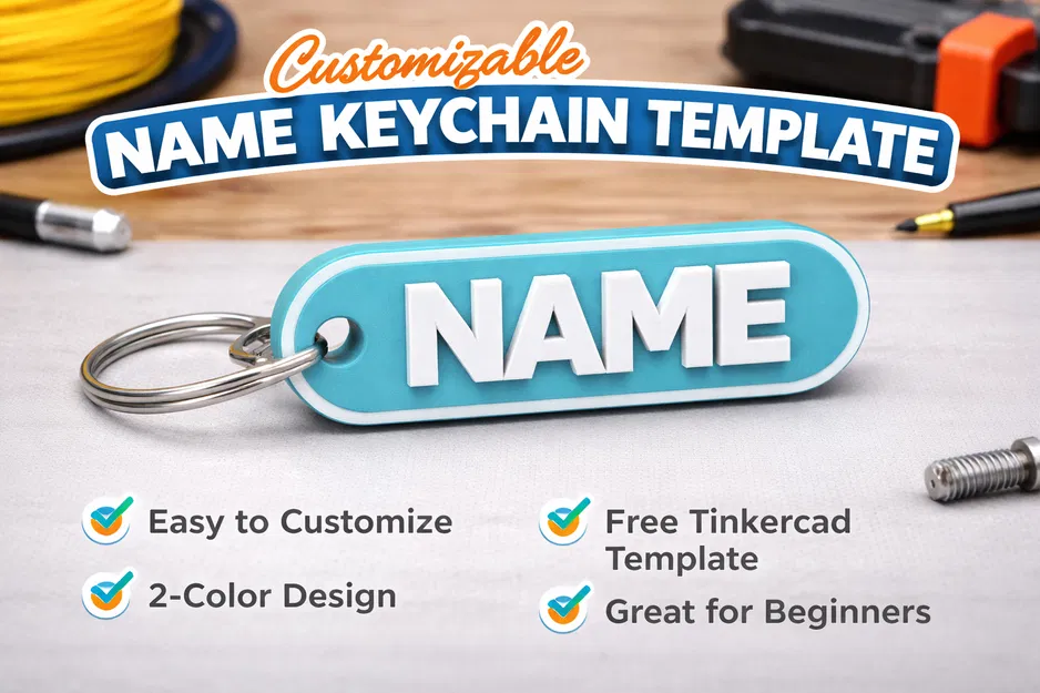 Mẫu Móc Khóa Tùy Biến (Customizable Keychain Template) - Image 1