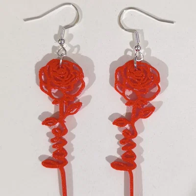 Bông Tai Hoa Hồng Tình Yêu 3D In Sẵn/In 3D