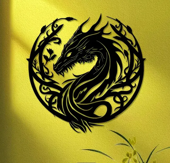 Tranh Treo Tường Đầu Rồng Hoa Lá Độc Đáo - Image 1