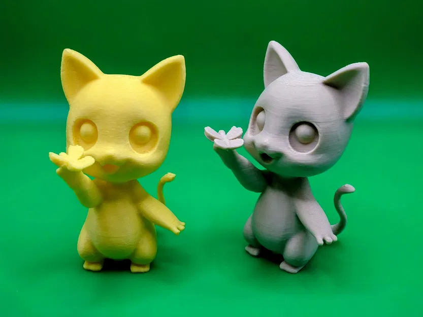 Mô Hình 3D Mèo Con Dễ Thương Chơi Cùng Bướm - Image 1