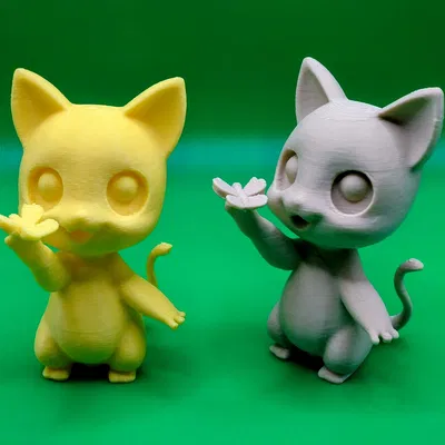 Mô Hình 3D Mèo Con Dễ Thương Chơi Cùng Bướm