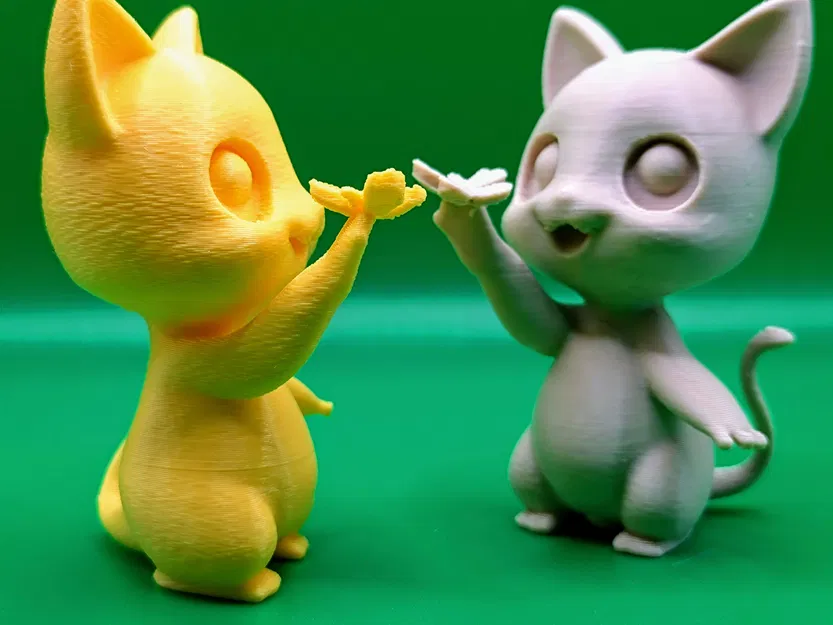 Mô Hình 3D Mèo Con Dễ Thương Chơi Cùng Bướm - Image 2