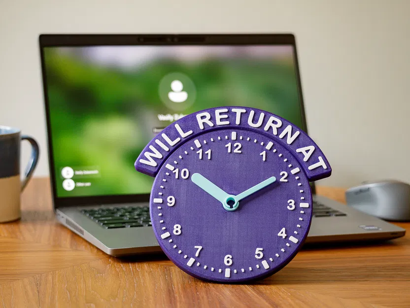 Bảng “Will Return At” Kèm Mặt Đồng Hồ Kim (Analogue) - Image 1