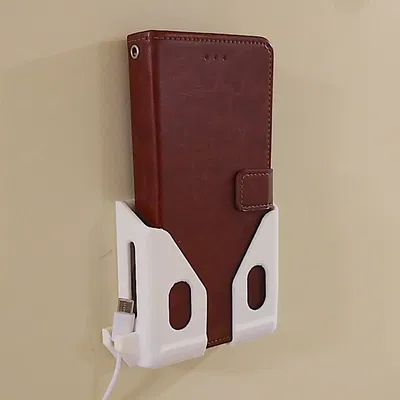 Giá treo tường để điện thoại (kèm kẹp giữ dây sạc)