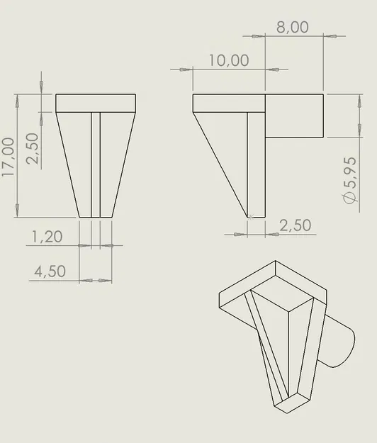 Chốt/giá đỡ kệ tủ ∅6 Einlegeboden Regalbodentraeger (cabinet shelf carrier) - Image 2