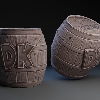 Mô Hình Thùng Donkey Kong Kiểu Ly/Chậu Cây 3D