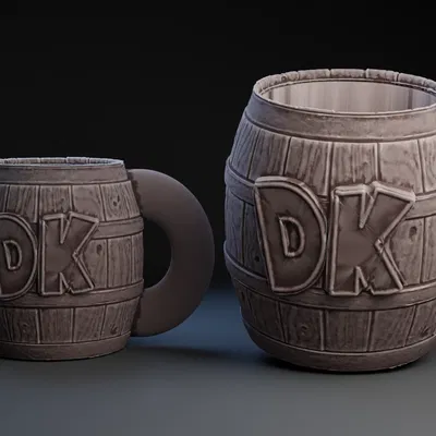 Mô Hình Thùng Donkey Kong Kiểu Ly/Chậu Cây 3D