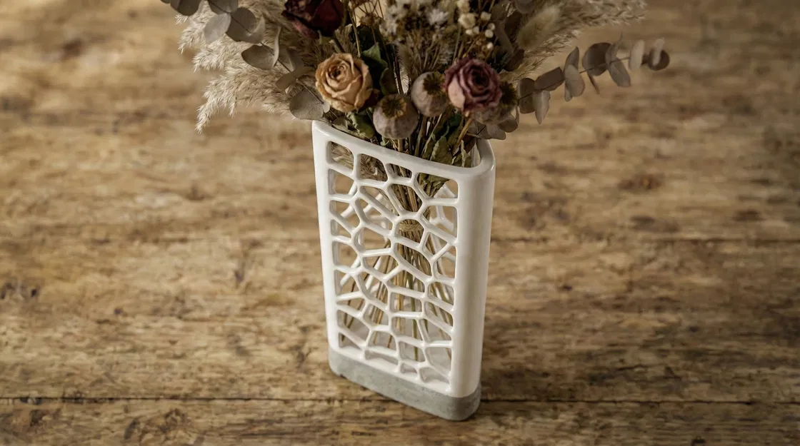 Bình hoa Voronoi kèm đế bê tông đúc (Bộ kit khuôn silicone) - Image 3