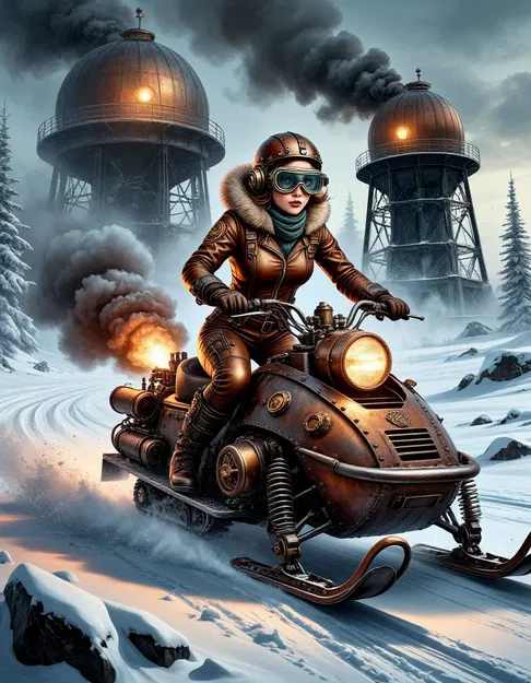 Mô Hình "Snowbound Steam Rider" - Cô Gái Steampunk Phiêu Lưu - Image 2
