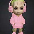 Baby Groot – Tượng trang trí chibi streetwear (tai nghe & hoodie) - Thumbnail 1
