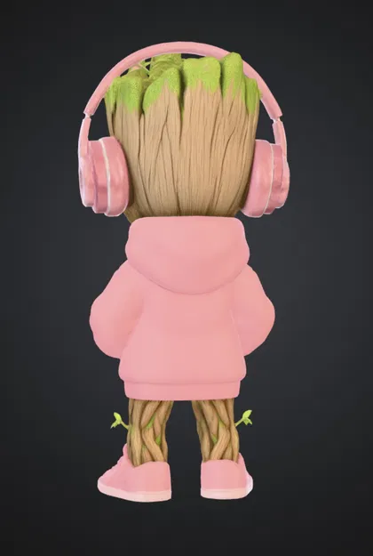 Baby Groot – Tượng trang trí chibi streetwear (tai nghe & hoodie) - Image 2