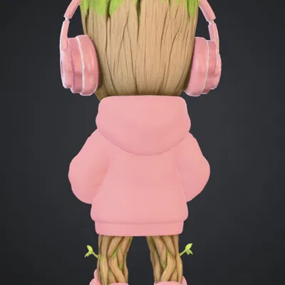 Baby Groot – Tượng trang trí chibi streetwear (tai nghe & hoodie)