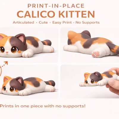 Mèo Tam Thể 3D Dễ Thương - Mô Hình In Linh Hoạt