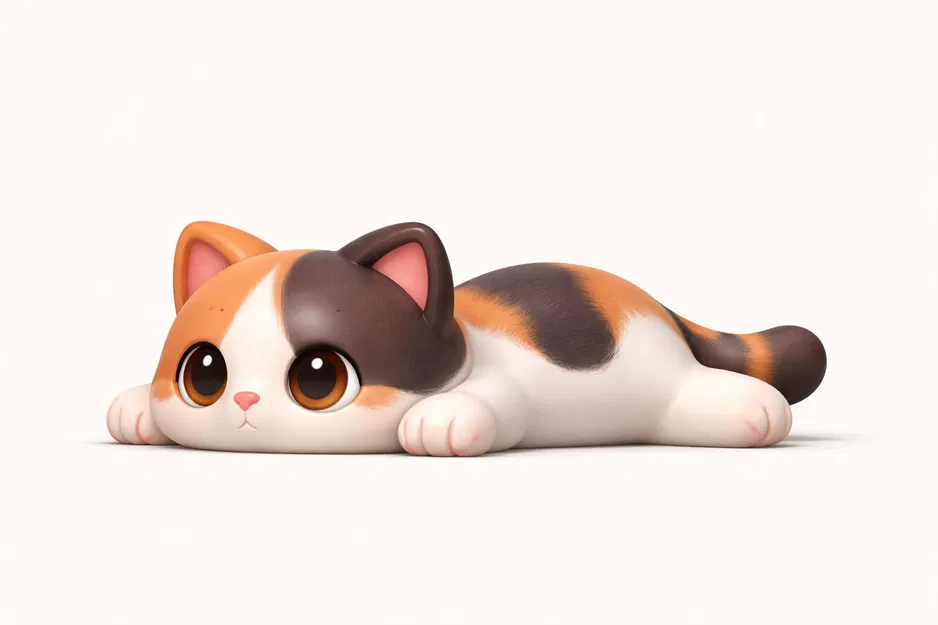 Mèo Tam Thể 3D Dễ Thương - Mô Hình In Linh Hoạt - Image 2