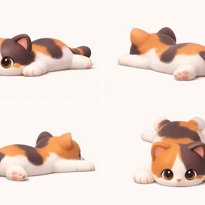 Mèo Tam Thể 3D Dễ Thương - Mô Hình In Linh Hoạt