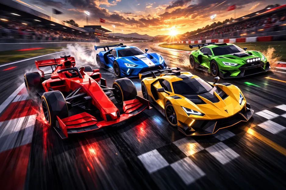 Xe Tối Giản Trừu Tượng – Bộ Motorsport (Low Poly Formula/GT/Hypercar/Rally) - Image 1