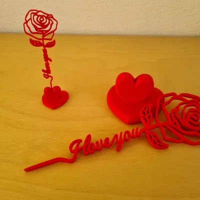 Bông hồng với thân chữ “I love you”