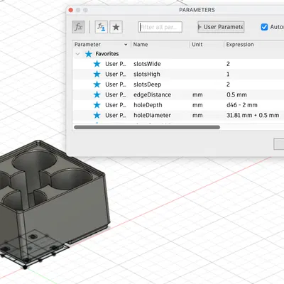 Gridfinity Parametric nhiều khay giữ chai (có hole bridging fix)