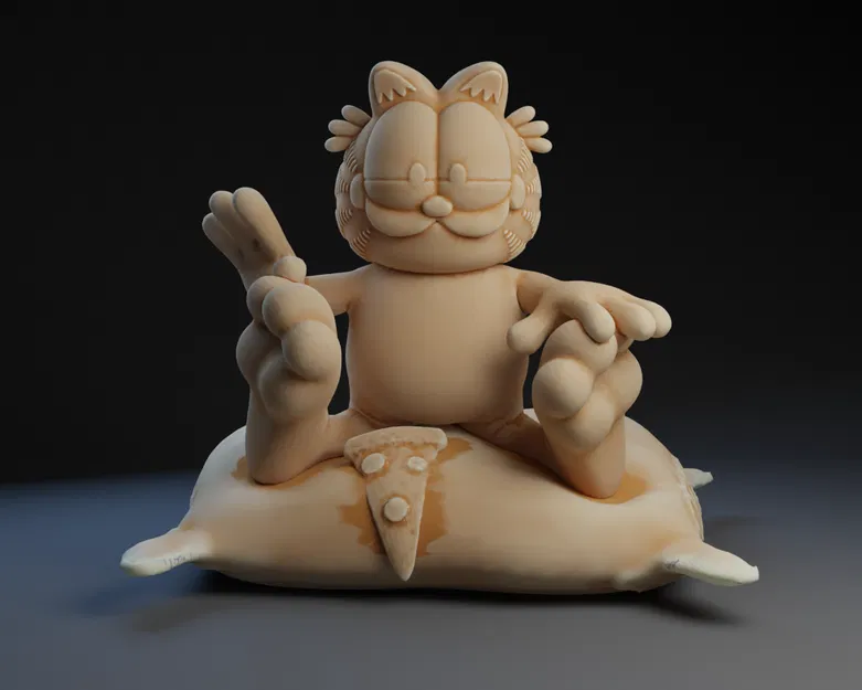 Mô Hình Garfield Ngồi Ăn Pizza 3D Đẹp Mắt - Image 1