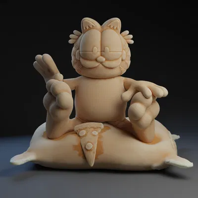 Mô Hình Garfield Ngồi Ăn Pizza 3D Đẹp Mắt