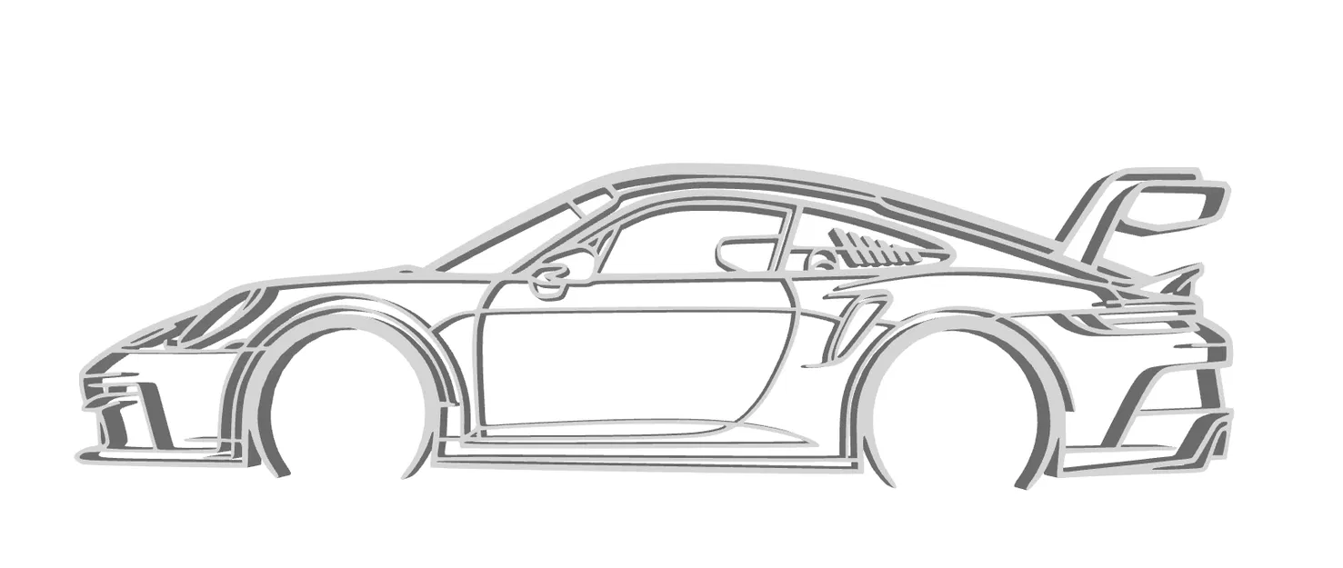 Silhouette Porsche 911 (992) GT3RS dễ scale cho treo tường, móc khóa… - Image 1