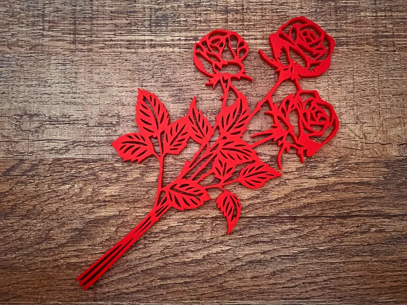 Mô hình 3D Bó Hoa Hồng Valentine - Quà Tặng Độc Đáo - Image 1