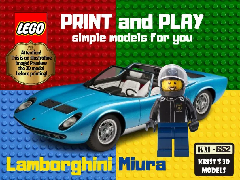 Mô Hình LEGO Lamborghini Miura Roadster 1968 3D - Image 1