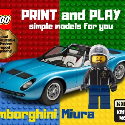 Mô Hình LEGO Lamborghini Miura Roadster 1968 3D