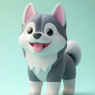 Mô Hình Husky Bé Bỏng "Kawaii" Dễ Thương - In 3D