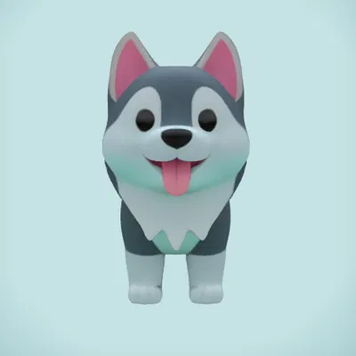 Mô Hình Husky Bé Bỏng "Kawaii" Dễ Thương - In 3D